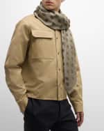 Image 3 of 3: Alexander McQueen Men's Allover Skull Wool-Silk Scarf