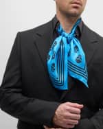 Image 1 of 3: Alexander McQueen Men's Biker Square Skulls Scarf