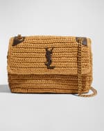 Image 1 of 5: Saint Laurent Niki Medium Flap YSL Shoulder Bag in Raffia