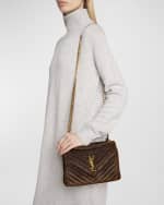 Image 2 of 6: Saint Laurent College Medium Flap YSL Shoulder Bag in Quilted Suede