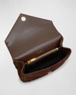 Image 5 of 6: Saint Laurent College Medium Flap YSL Shoulder Bag in Quilted Suede