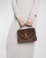 Image 3 of 6: Saint Laurent College Medium Flap YSL Shoulder Bag in Quilted Suede