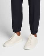Image 2 of 6: ZEGNA Men's Triple Stitch Deerskin Leather Sneakers