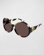 Image 1 of 5: Gucci Oversized Round Acetate Sunglasses