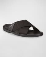 Image 2 of 6: Prada Men's Nastro Web Logo Slide Sandals