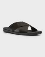 Image 5 of 6: Prada Men's Nastro Web Logo Slide Sandals
