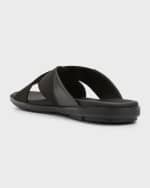 Image 3 of 6: Prada Men's Nastro Web Logo Slide Sandals