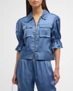Image 2 of 7: Cinq a Sept Holly Short-Sleeve Sateen Jacket