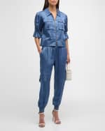 Image 5 of 7: Cinq a Sept Holly Short-Sleeve Sateen Jacket