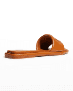 Image 4 of 5: Tory Burch Double T Leather Medallion Slide Sandals