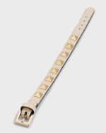 Image 4 of 5: Valentino Garavani Rockstud Leather Buckle Bracelet