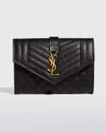 Image 1 of 5: Saint Laurent Envelope Small YSL Flap Wallet in Grained Leather