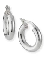 Image 1 of 2: Bottega Veneta Domed Hoop Earrings, Silver