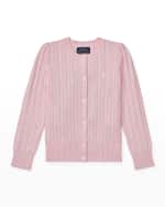 Image 1 of 5: Ralph Lauren Childrenswear Girl's Cable-Knit Cotton Ribbed Cardigan, Size 2-6X