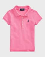 Image 1 of 2: Ralph Lauren Childrenswear Girl's Logo Embroidered Short-Sleeve Polo Shirt, Size 2-6X