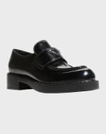 Image 2 of 6: Prada Leather Triangle Logo Loafers