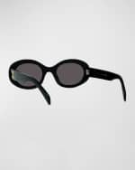 Image 2 of 5: Celine Triomphe Logo Oval Acetate Sunglasses