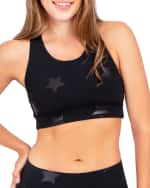 Image 1 of 2: Terez Black Tonal Star Foil UpLift Sports Bra