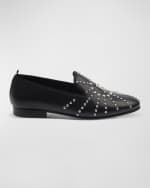 Image 1 of 4: John Richmond Men's Studded Logo Leather Loafers
