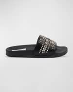 Image 1 of 4: John Richmond Men's Studded Pool Slide Sandals