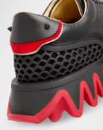 Image 5 of 5: Christian Louboutin Men's Loubishark Flat Leather Red-Sole Runner Sneakers