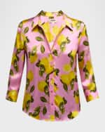 Image 1 of 6: L'Agence Dani 3/4-Sleeve Lemon-Print Blouse