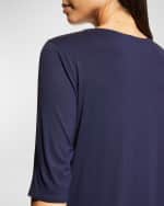 Image 5 of 5: Eileen Fisher V-Neck Elbow-Sleeve Viscose Jersey Tunic
