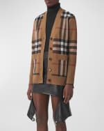 Image 4 of 5: Burberry Willah Check Oversized Cardigan