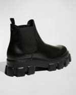 Image 4 of 5: Prada Men's Monolith Brushed Leather Chelsea Boots