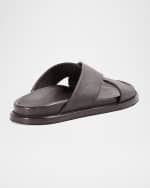 Image 3 of 5: Paul Stuart Men's Punta Crisscross Leather Slide Sandals