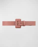 Image 1 of 4: Vaincourt Paris La Petite Merveilleuse Timeless Leather Belt with Covered Buckle