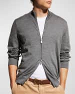 Image 3 of 5: Brunello Cucinelli Men's Fine-Gauge Wool/Cashmere Zip Cardigan