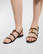 Image 2 of 6: Saint Laurent Cassandra Calfskin YSL Slingback Sandals