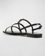 Image 4 of 6: Saint Laurent Cassandra Calfskin YSL Slingback Sandals