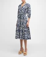 Image 5 of 6: Cara Cara Hutton Puff-Sleeve Midi Shirtdress