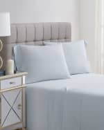 Image 2 of 2: Charisma 4-Piece 400-Thread Count Percale Queen Sheet Set, Illusion Blue