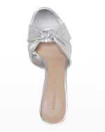 Image 5 of 5: Veronica Beard Ganita Metallic Knot Slide Sandals