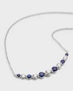 Image 4 of 5: Neiman Marcus Diamonds 18K White Gold Round Sapphire & Round Diamond GH/SI1 Smiley Necklace, 18"L, 1.13tcw