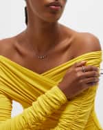 Image 5 of 5: Neiman Marcus Diamonds 18K White Gold Round Sapphire & Round Diamond GH/SI1 Smiley Necklace, 18"L, 1.13tcw