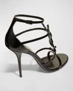 Image 4 of 5: Saint Laurent Opyum YSL Patent Ankle-Strap Sandals