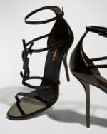 Image 3 of 5: Saint Laurent Opyum YSL Patent Ankle-Strap Sandals