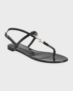 Image 2 of 4: Saint Laurent Cassandra Leather YSL Slingback Sandals