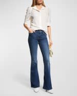 Image 2 of 6: FRAME Gillian Silk Collared Puff-Sleeve Top