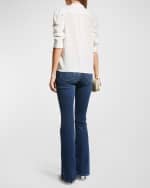 Image 5 of 6: FRAME Gillian Silk Collared Puff-Sleeve Top