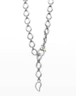 Image 3 of 5: LAGOS Caviar Lux Two-Tone Three Pave Diamond Station Oval Link Necklace