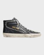 Image 1 of 5: Golden Goose Slide Mid-Top Leather Stud Sneakers