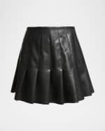 Image 1 of 6: Alice + Olivia Carter Vegan Leather Pleated Mini Skirt