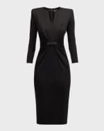 Image 1 of 6: Giorgio Armani Draped Milano Stitch Midi Dress