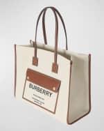 Image 2 of 5: Burberry Smooth Leather & Canvas Pocket East-West Tote Bag
