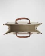 Image 4 of 5: Burberry Smooth Leather & Canvas Pocket East-West Tote Bag